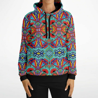 Teal Kaleidoscope Doodle Rave Hoodie