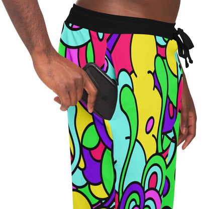 Black Cuffs Abstract Groovy Rave Joggers