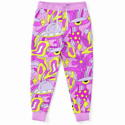 Pink Lilac Cartoon Flying Rave Joggers