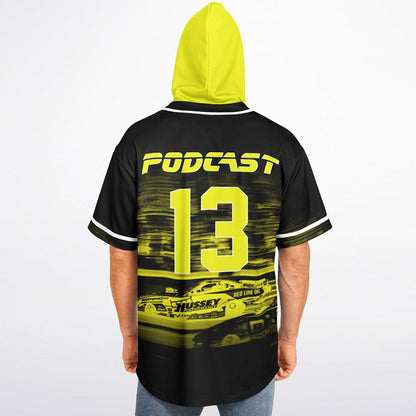 Black Motion Blurred Rave Hooded Baseball Jersey
