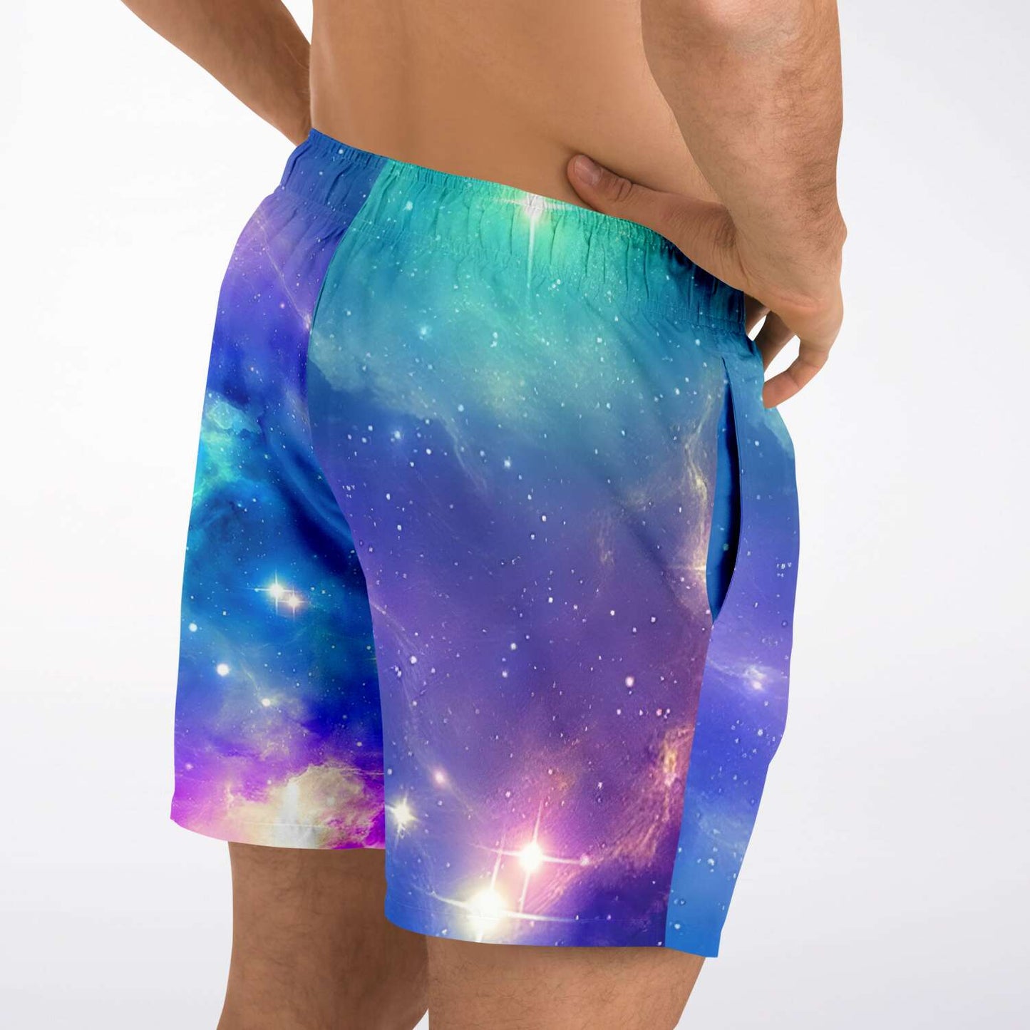 Purple Outer Space Rave Swim Trunks