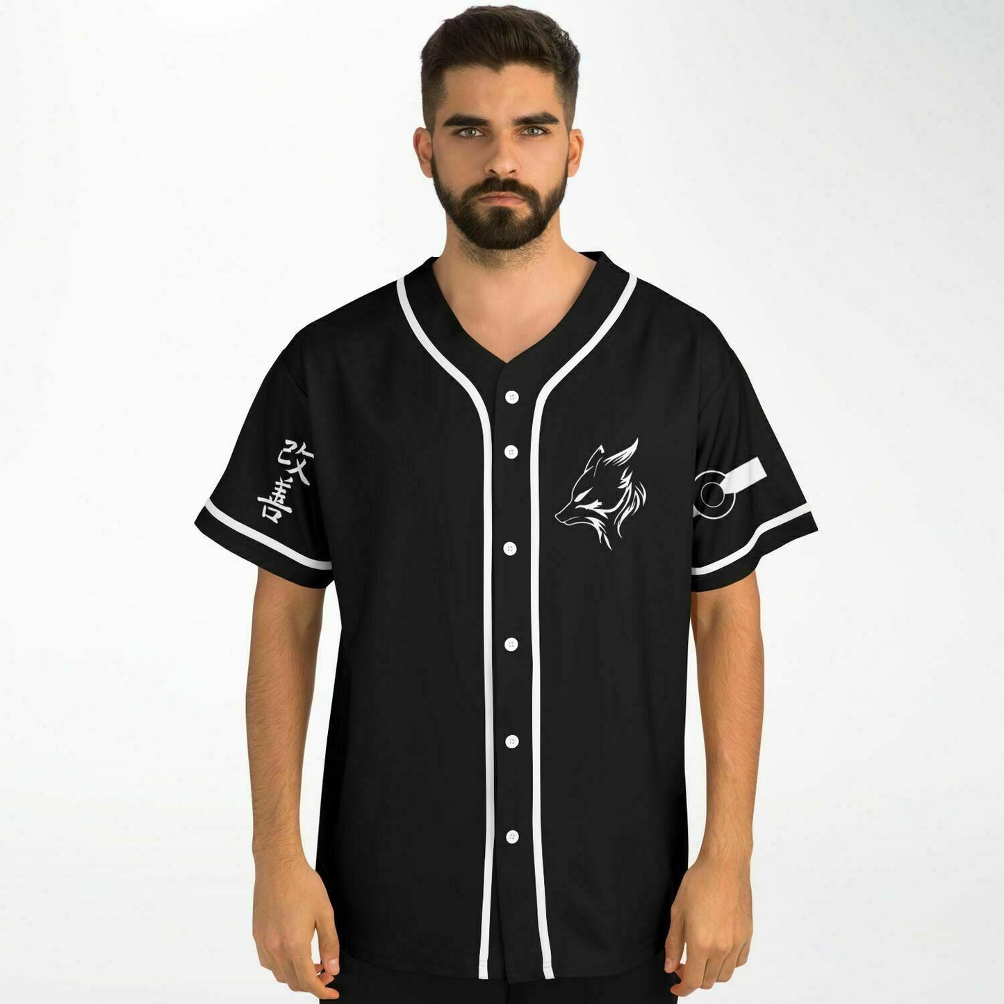 Black White Line Rave Baseball Jersey