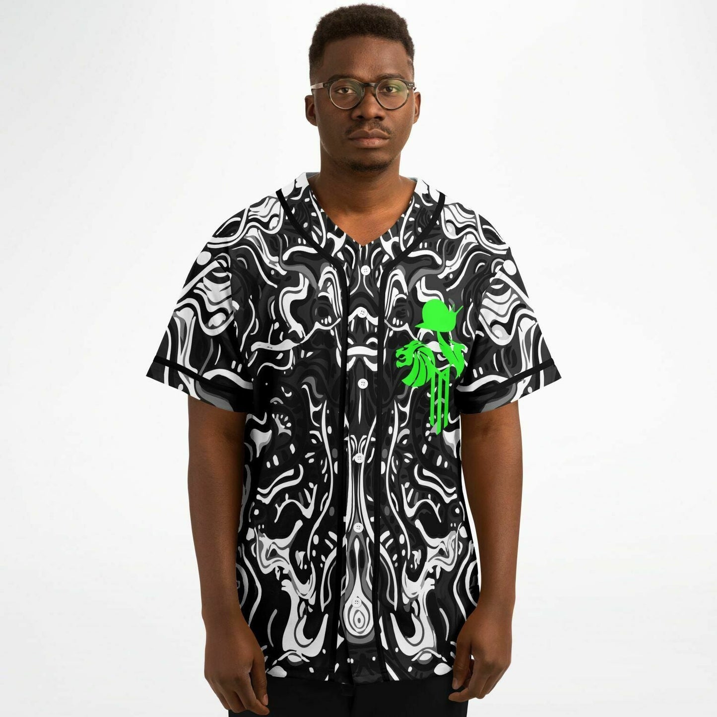 Black Liquid Marbled Rave Baseball Jersey