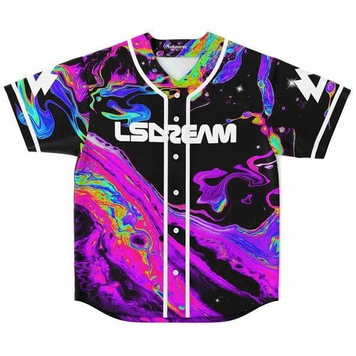 LSDREAM Black Trippy Liquid Rave Baseball Jersey