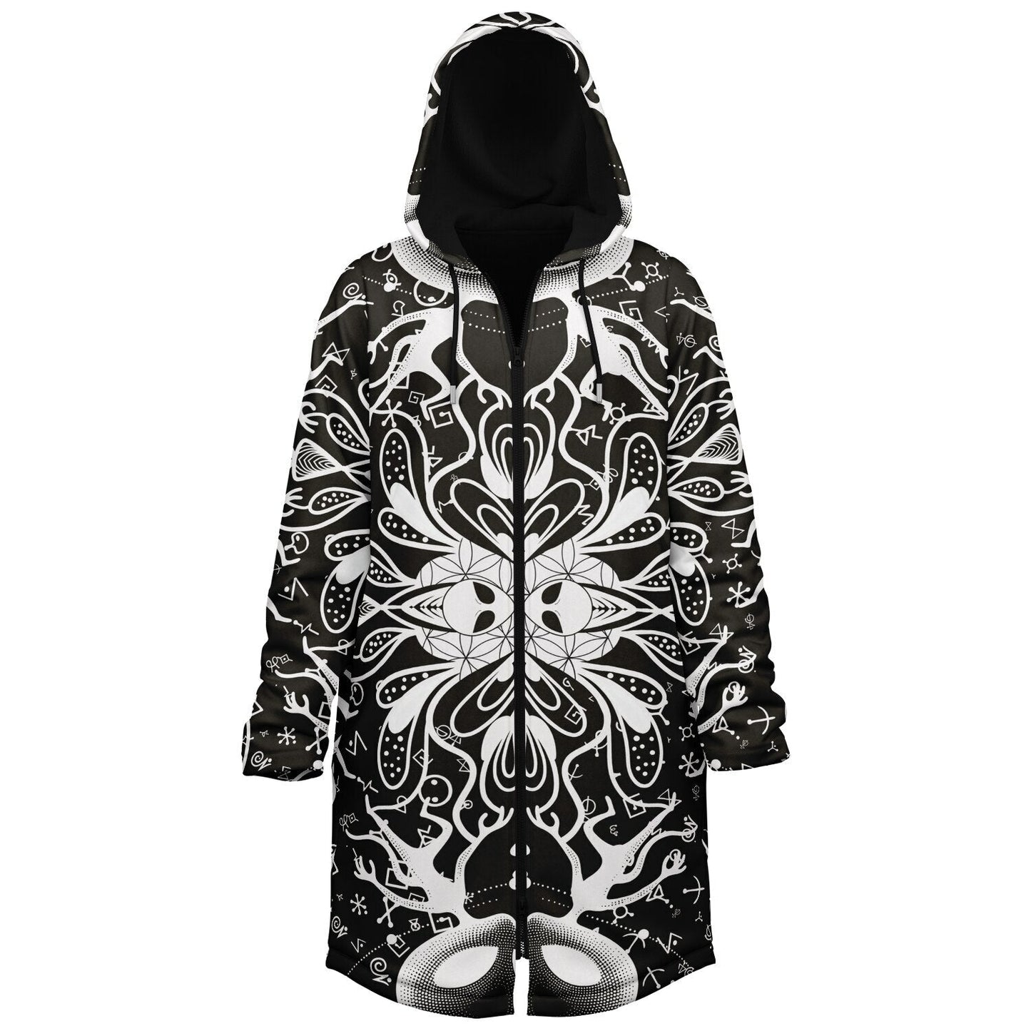 Black White Symmetrical Psychedelic Rave Cloak