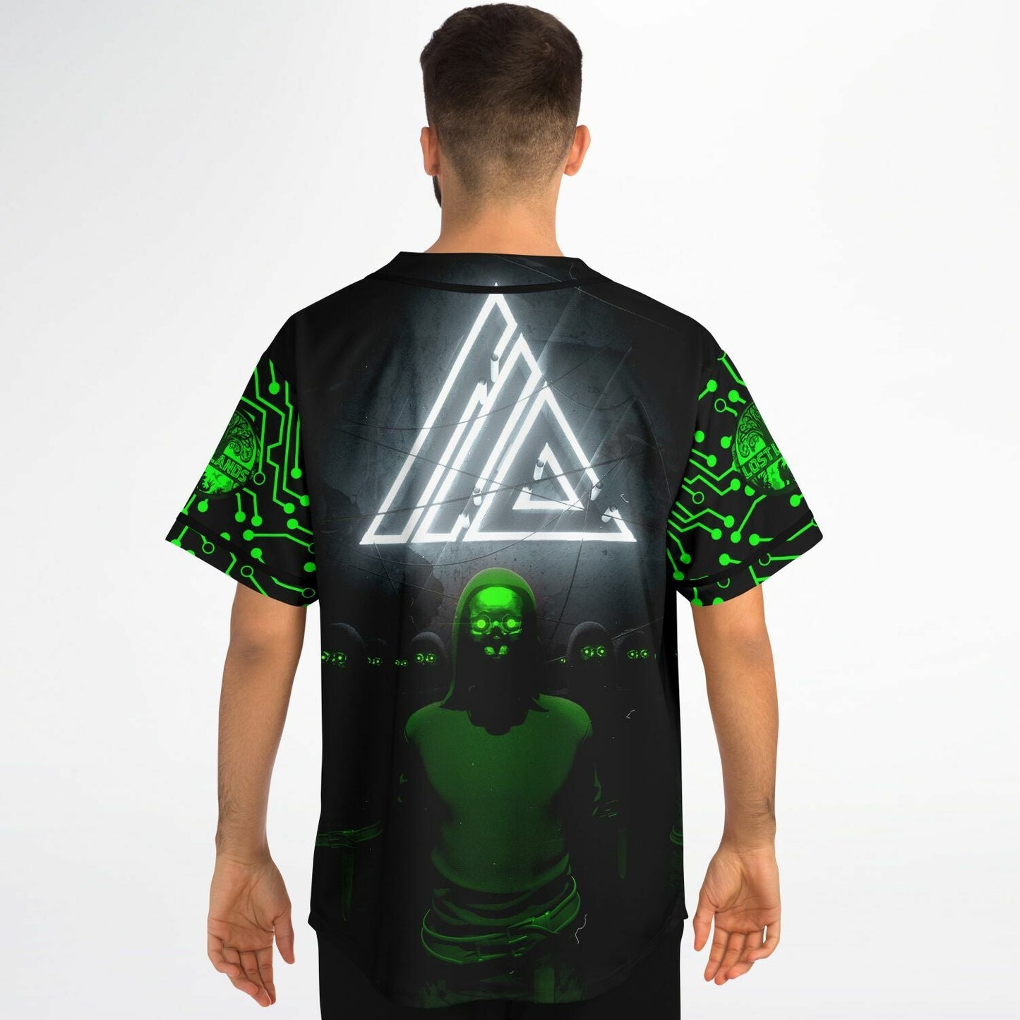 Black Glowing Interlocking Rave Baseball Jersey