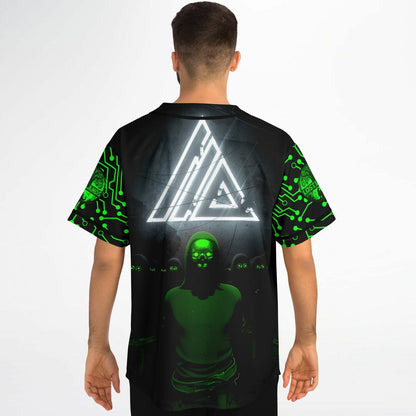 Black Glowing Interlocking Rave Baseball Jersey