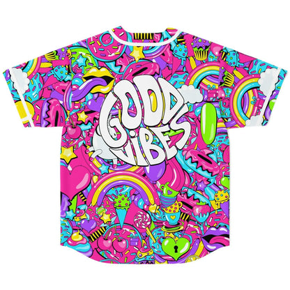 Hot Pink Dense Candy Rave Baseball Jersey