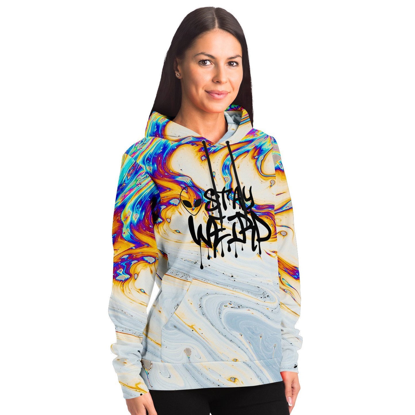 Stay Weird Rainbow Oil Slick Rave Hoodie