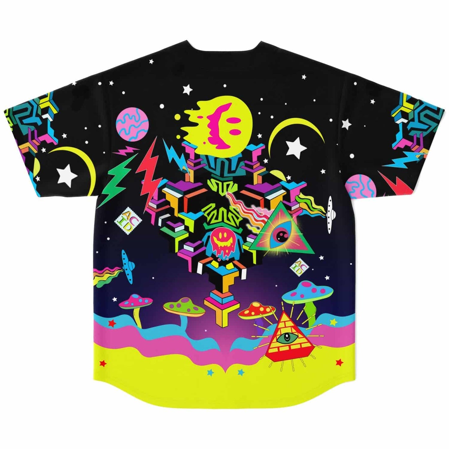 Black Night Psychedelic Cosmic Rave Baseball Jersey