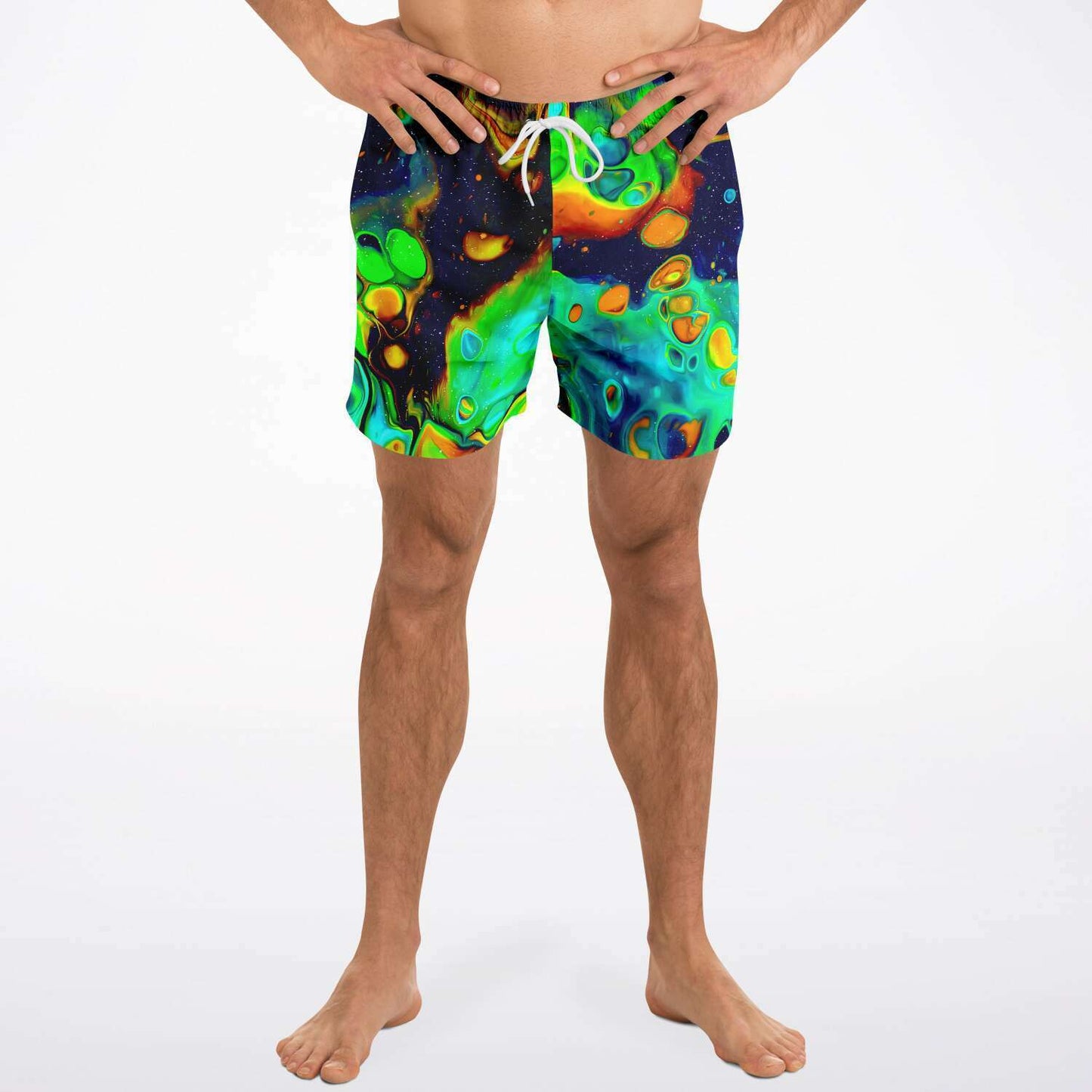 Navy Abstract Fluid Rave Swim Trunks
