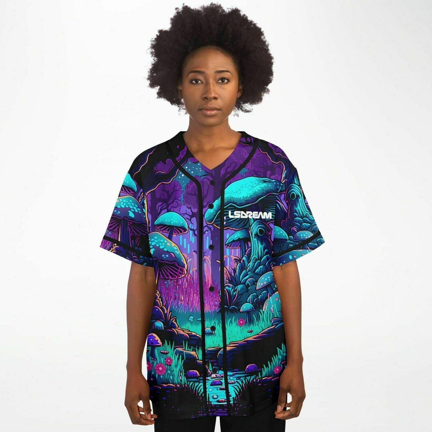 LSDREAM Purple Psychedelic Glowing Rave Baseball Jersey