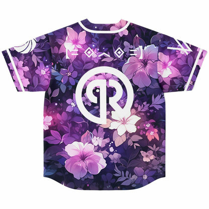 Purple Dense Floral Rave Baseball Jersey