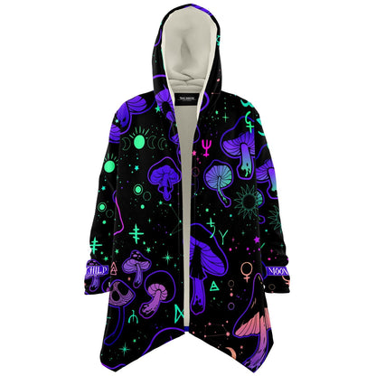 Black Glowing Mushrooms Rave Cloak