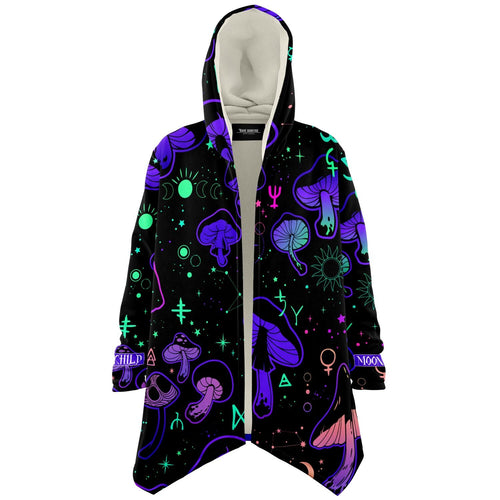 Black Glowing Mushrooms Rave Cloak