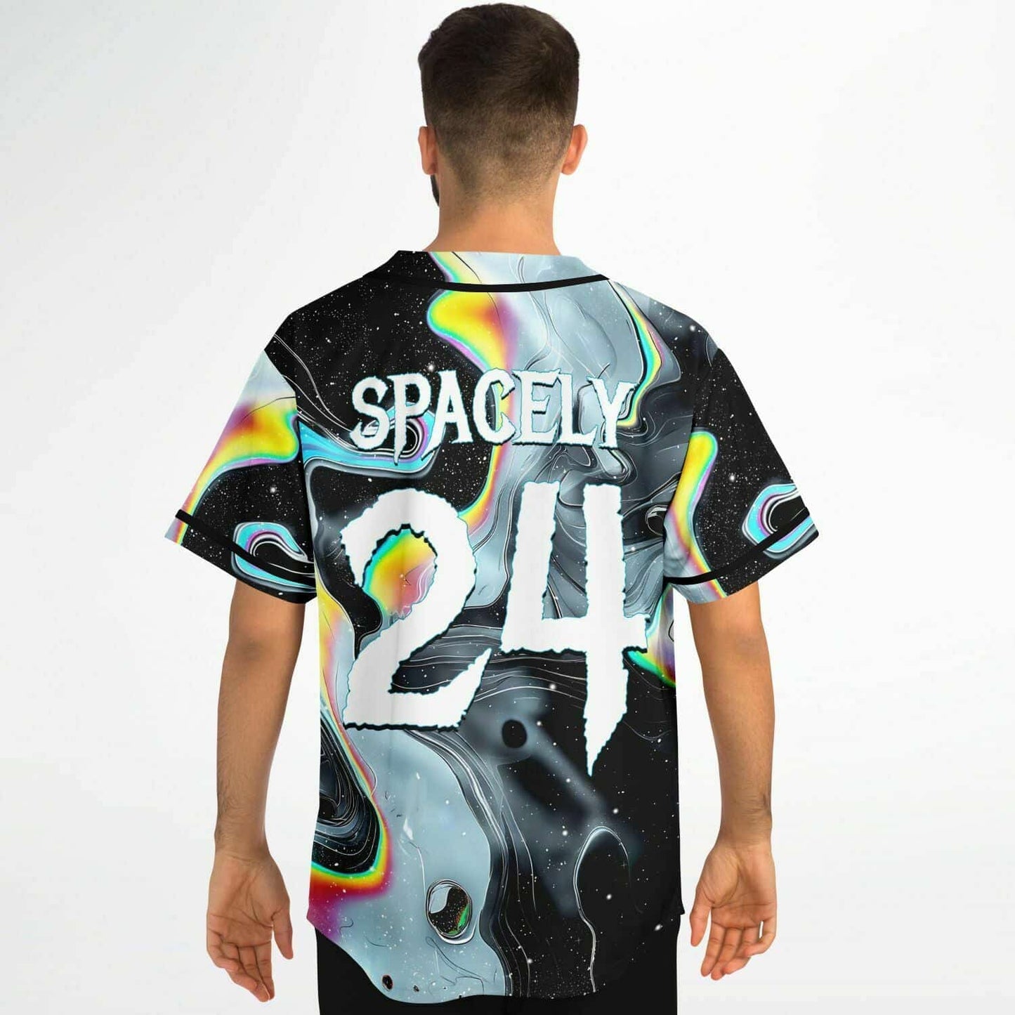 Black Psychedelic Marbled Rave Baseball Jersey