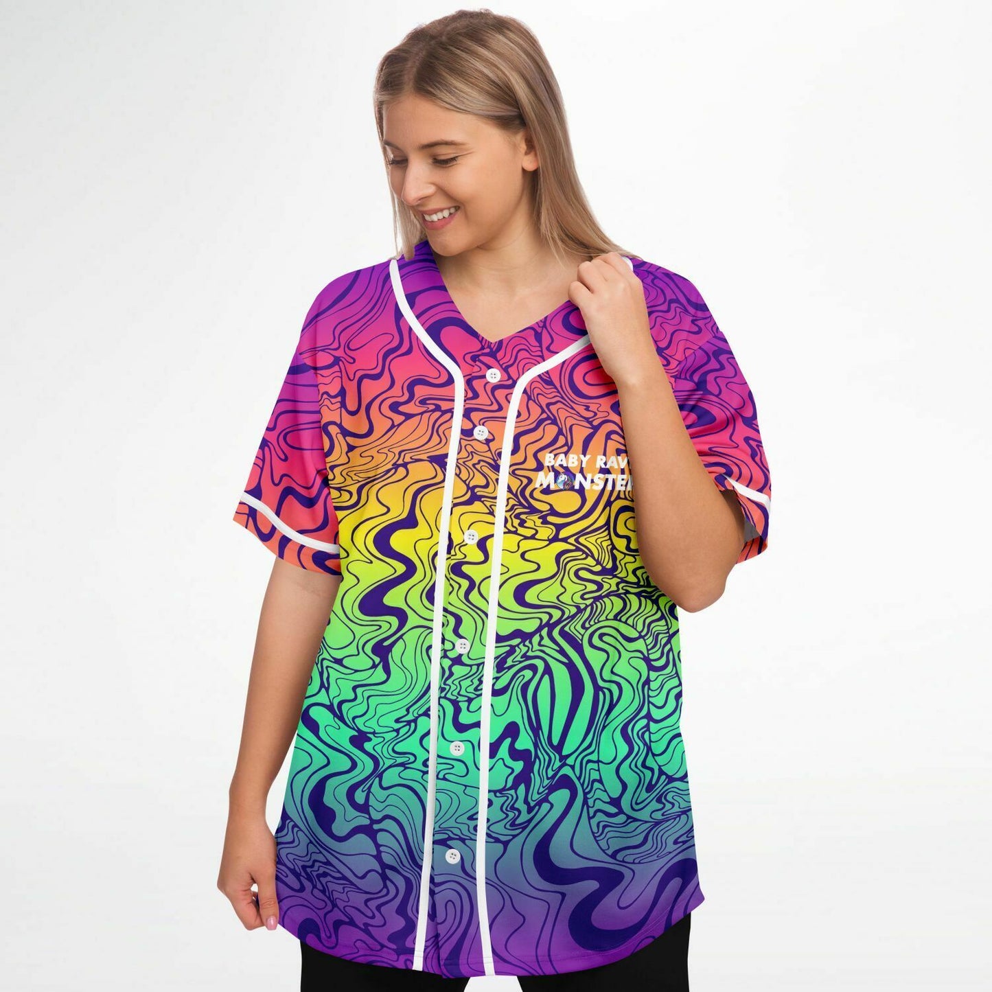 LSDREAM Full Rainbow Psychedelic Dripping Rave Baseball Jersey