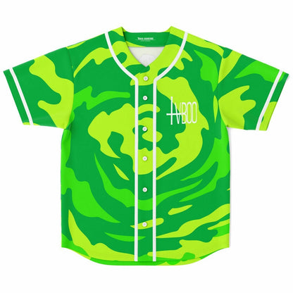 TVBOO Bright Green Swirling Camo Rave Baseball Jersey