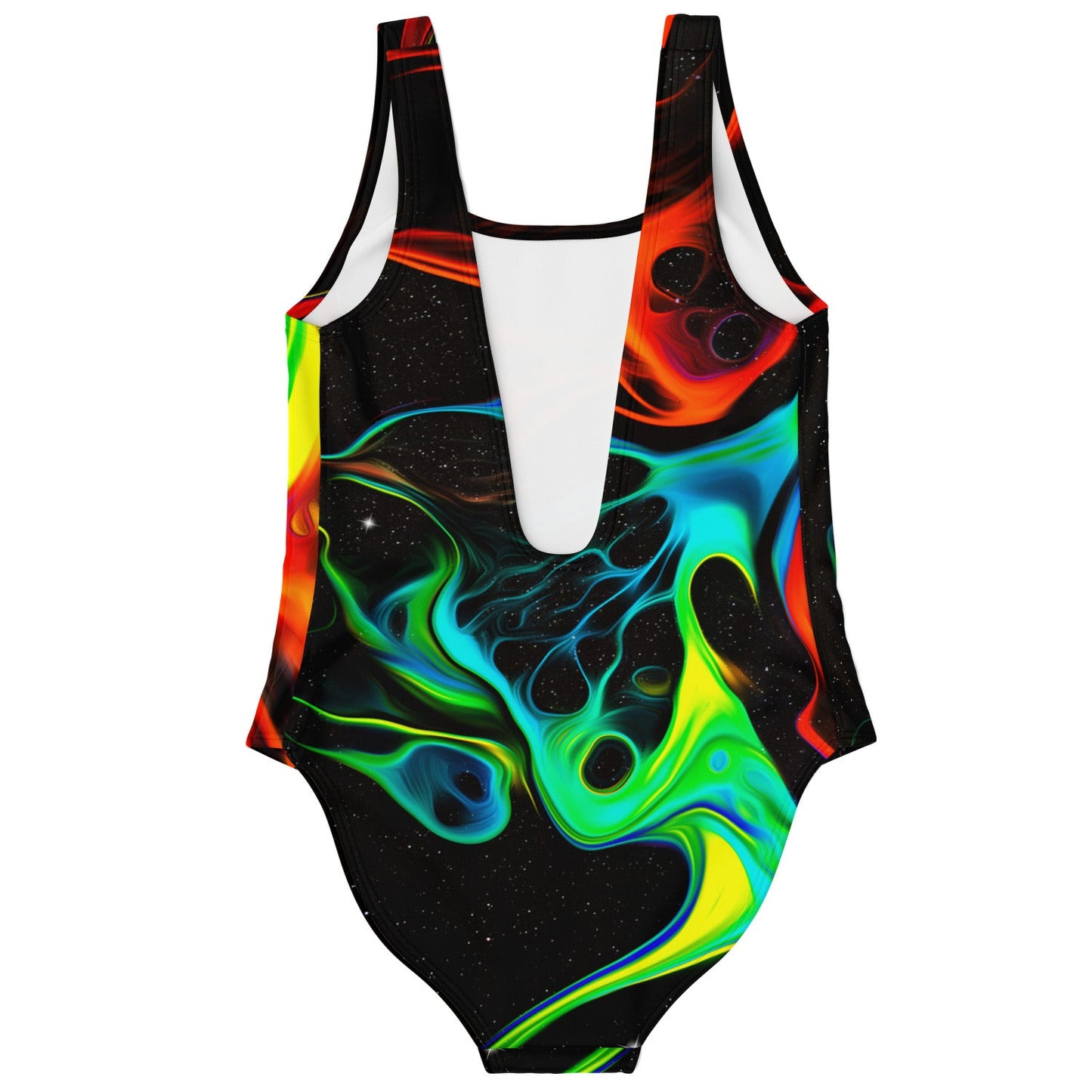 Black Starry Fluid Art Rave Swimsuit
