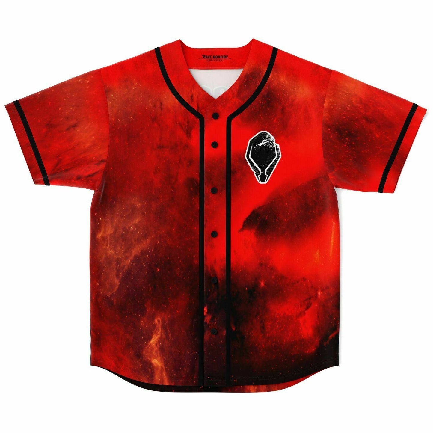 Deep Red Space Nebula Rave Baseball Jersey