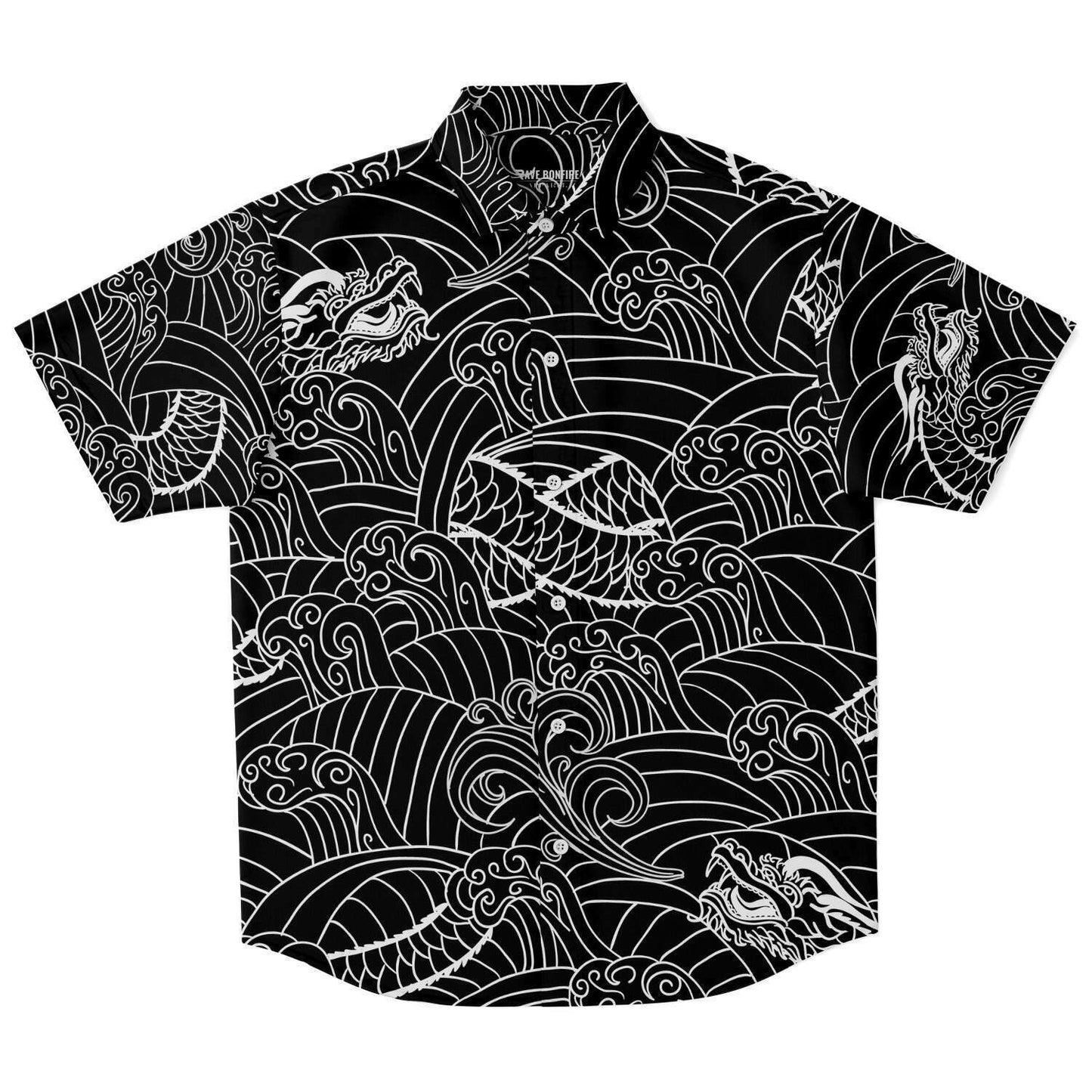 Asian Black button-down short sleeve shirt