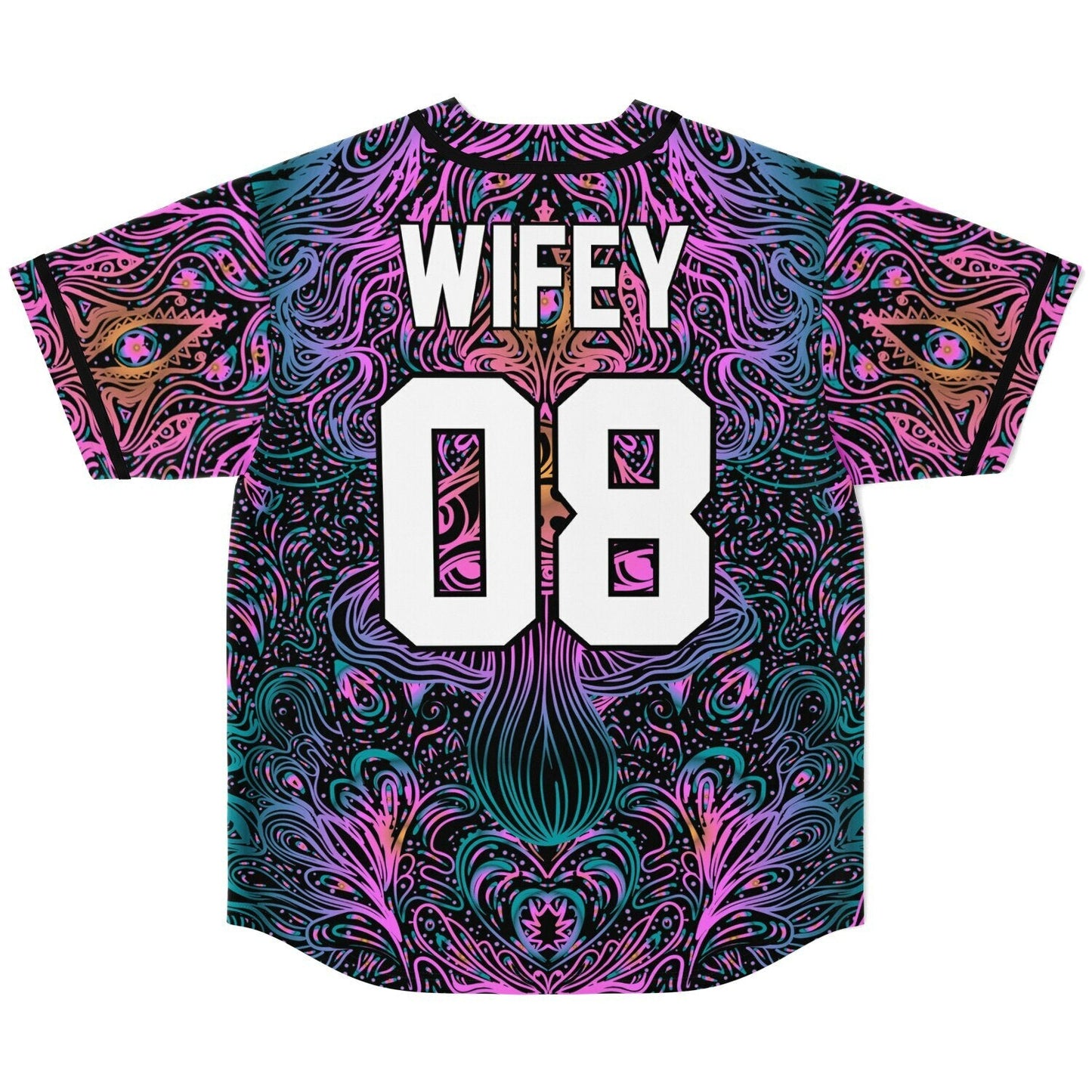 Black Psychedelic Mushroom Rave Baseball Jersey