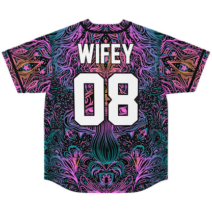 Black Psychedelic Mushroom Rave Baseball Jersey
