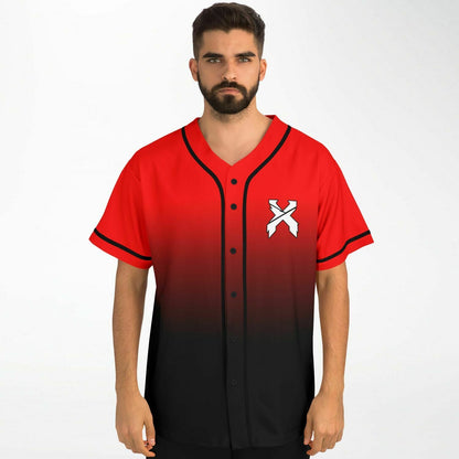 Excision Red Black Crossed X Rave Baseball Jersey