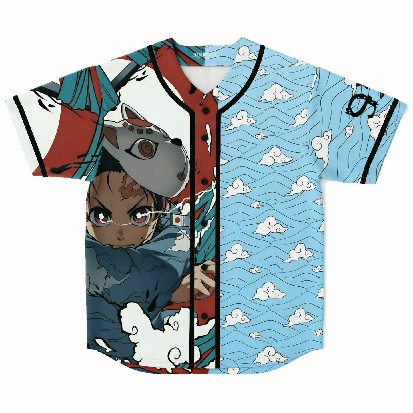 Sky Blue Anime Boy Rave Baseball Jersey