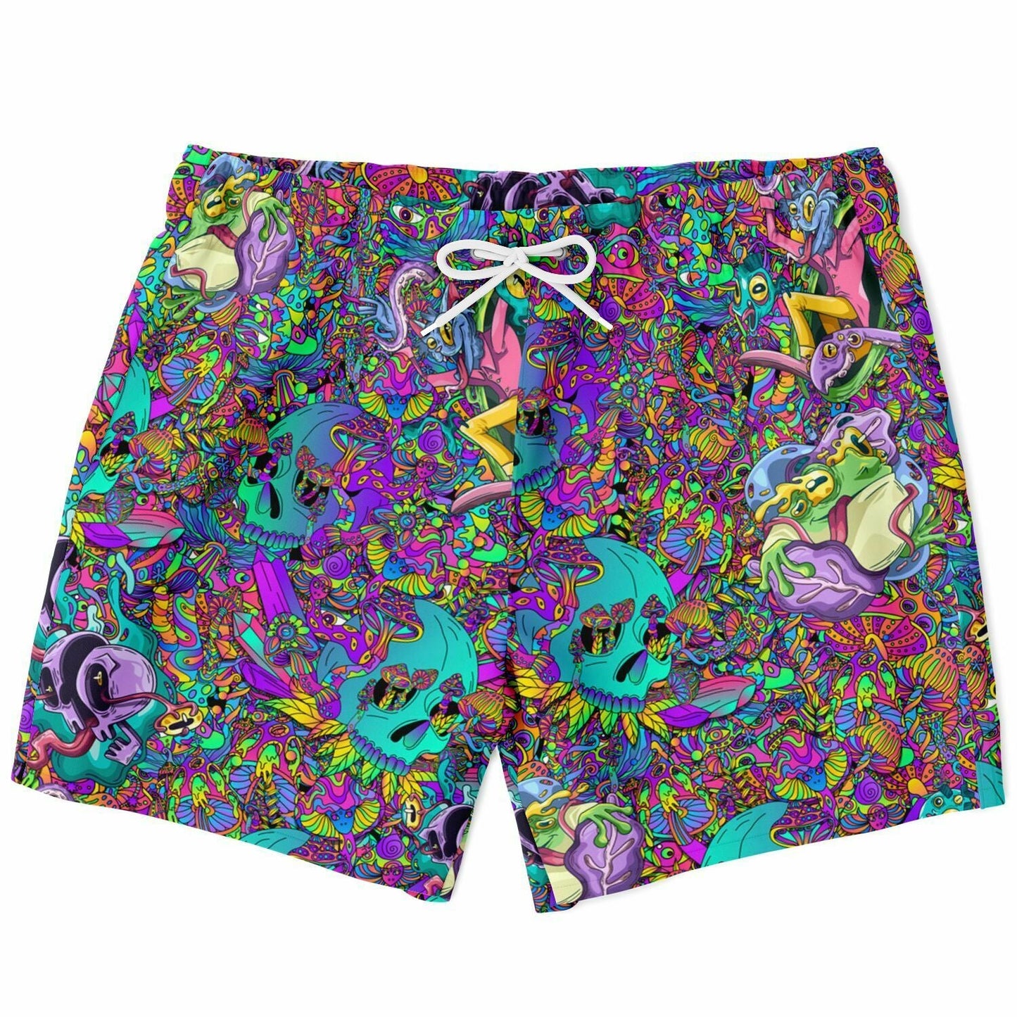 — Teal Dense Psychedelic Rave Swim Trunks