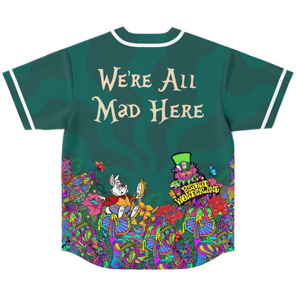 Beyond Wonderland Teal Psychedelic Alice Rave Baseball Jersey