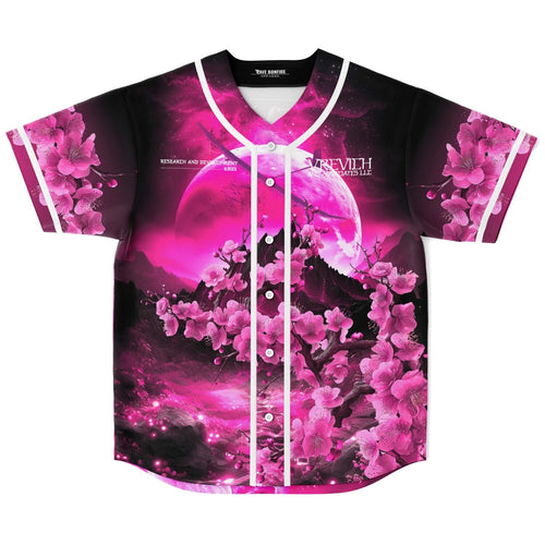 Vrevich Hot Pink Cherry Blossoms Rave Baseball Jersey