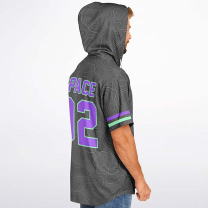 Space 92 Charcoal Topographic Contour Rave Hooded Baseball Jersey