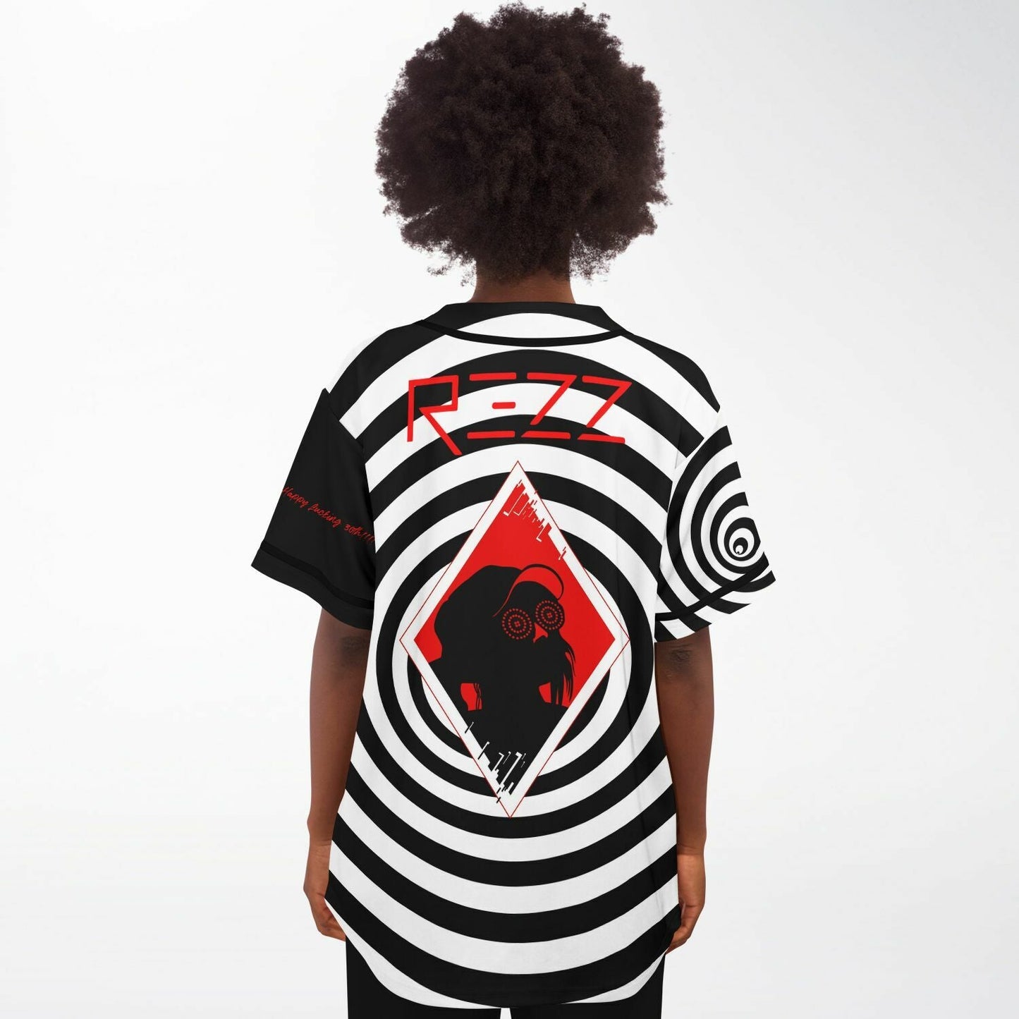 REZZ Black White Concentric Hypnotic Rave Baseball Jersey