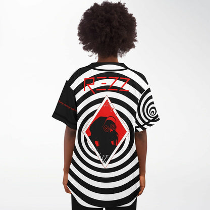 REZZ Black White Concentric Hypnotic Rave Baseball Jersey