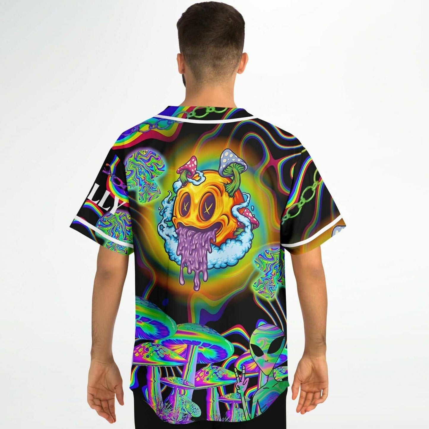 Black Grinning Alien Rave Baseball Jersey