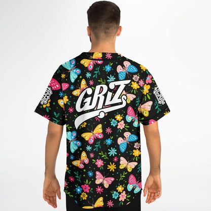 GRiZ Black Colorful Butterflies Rave Baseball Jersey