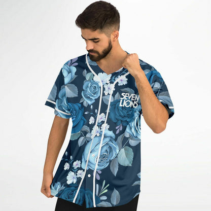 Seven Lions Navy Blue Rose Floral Rave Baseball Jersey