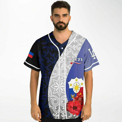 Royal Blue Split Panel Rave Baseball Jersey