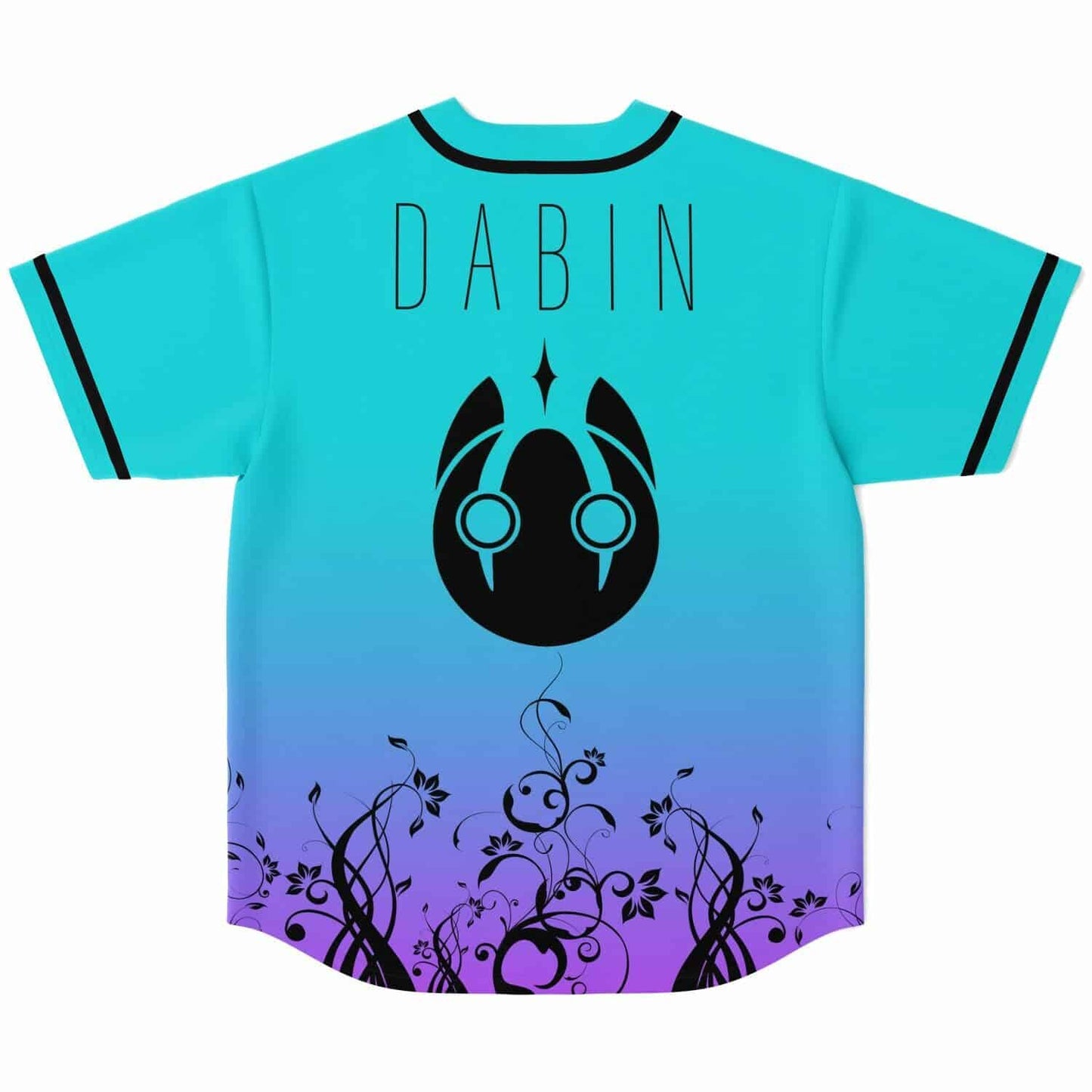 DABIN Turquoise Black Floral Rave Baseball Jersey