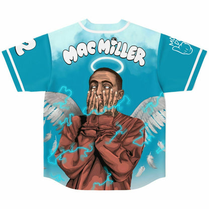 Mac Miller Teal Chest Cartoon Rave Baseball Jersey