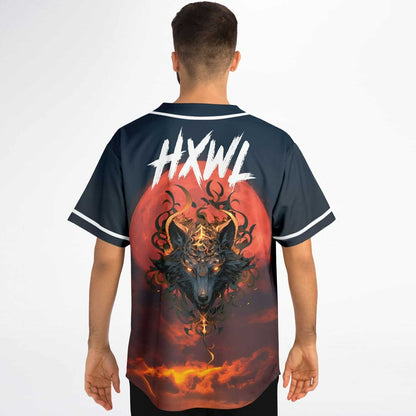 HXWL Dark Navy Demonic Wolf Rave Baseball Jersey