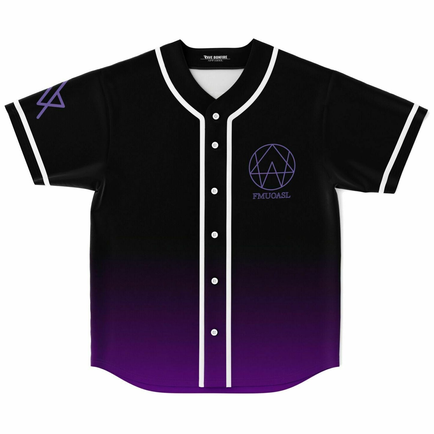 Black Purple Line Art Rave Baseball Jersey