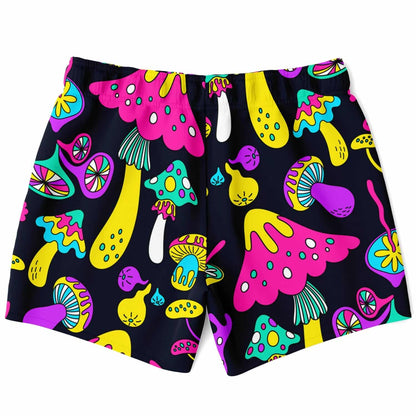 Dark Navy Psychedelic Mushrooms Rave Swim Trunks