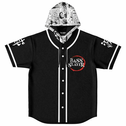 Black Demon Slayer Rave Hooded Baseball Jersey