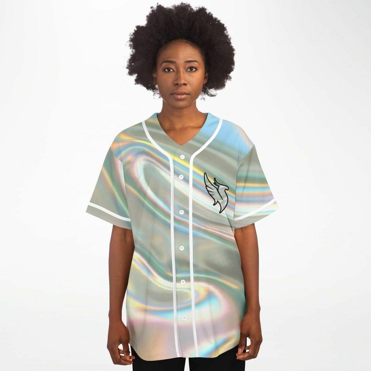 Silver Liquid Holographic Rave Baseball Jersey