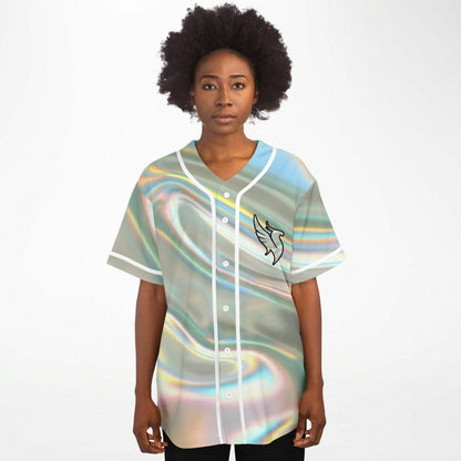 Silver Liquid Holographic Rave Baseball Jersey