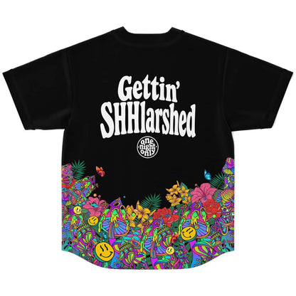 Black Trippy Floral Rave Baseball Jersey