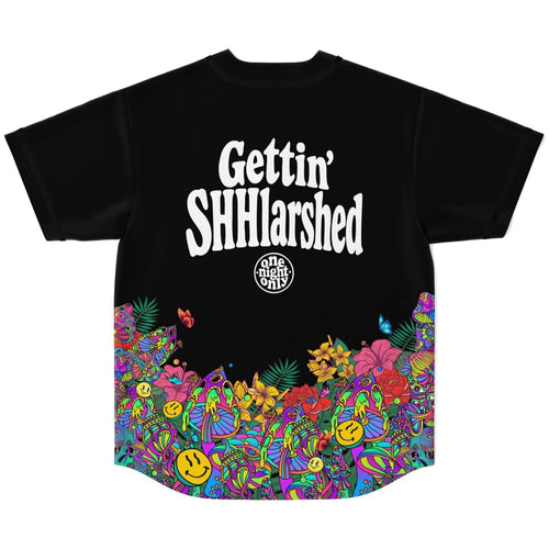Black Trippy Floral Rave Baseball Jersey