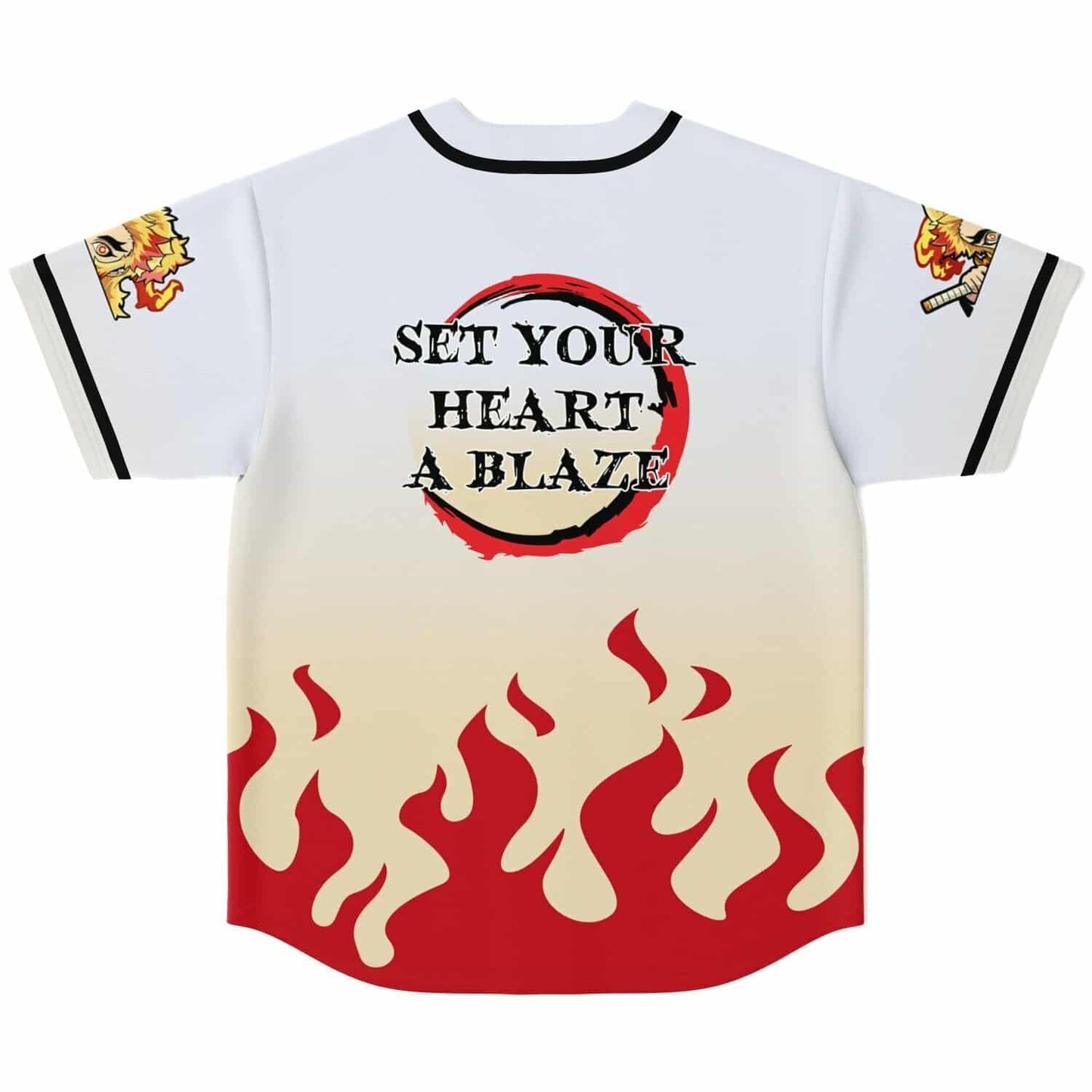 White Cream Red Flames Rave Baseball Jersey